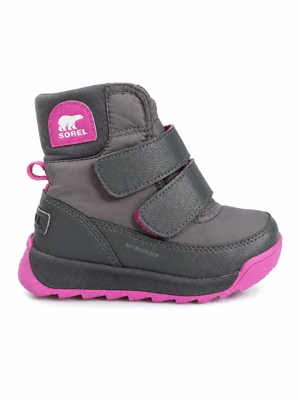 Sorel Whitney II Strap Waterproof Insulated Snow Boots Gray Pink Girls Size 9